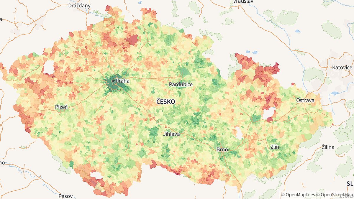Unikátní mapa ukazuje kvalitu života v Česku: Kde se žije dobře a kde hůř?
